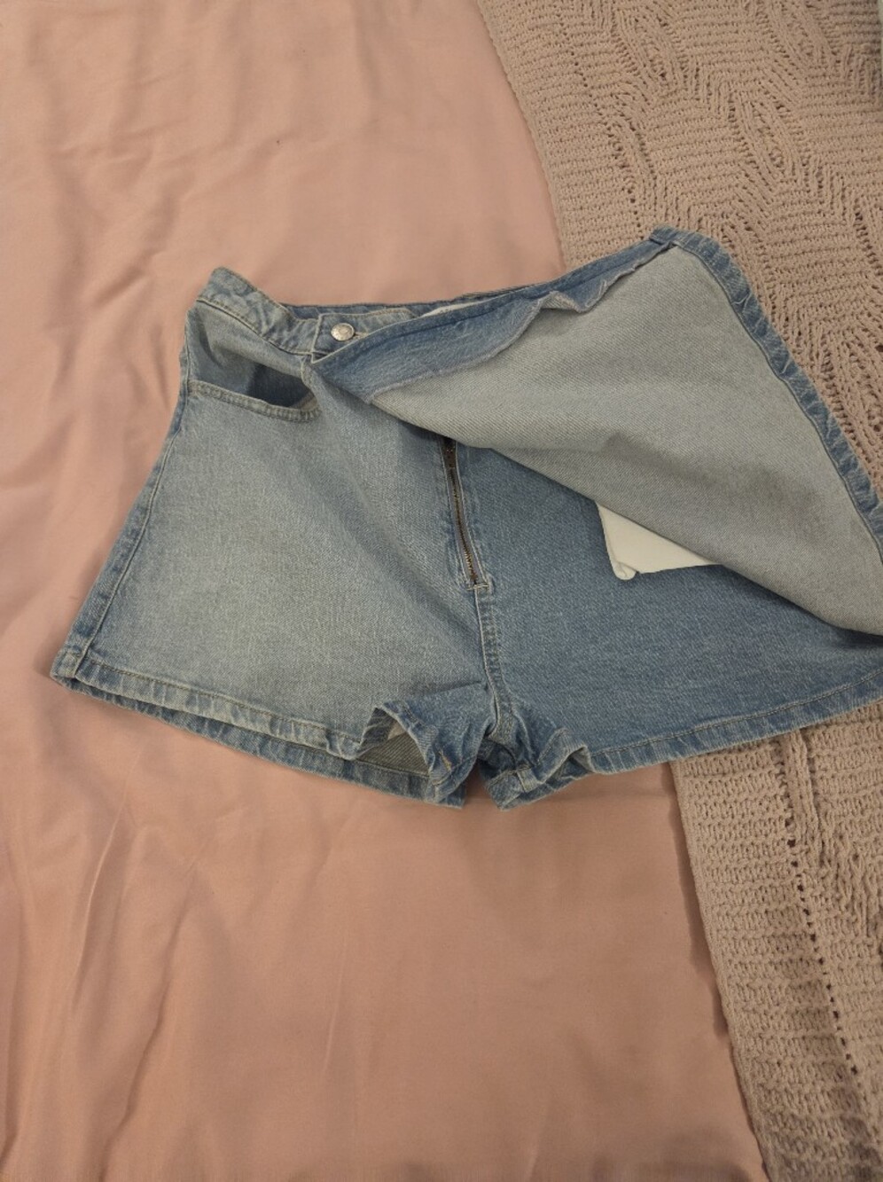 Celebrity Pink Light Blue Denim Skort Shorts